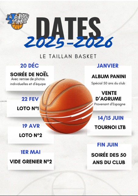 Evenements pour la saison 2025/2026