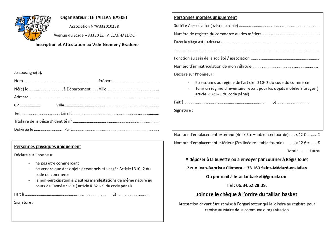 VIDE GRENIER 1ER mai 2026